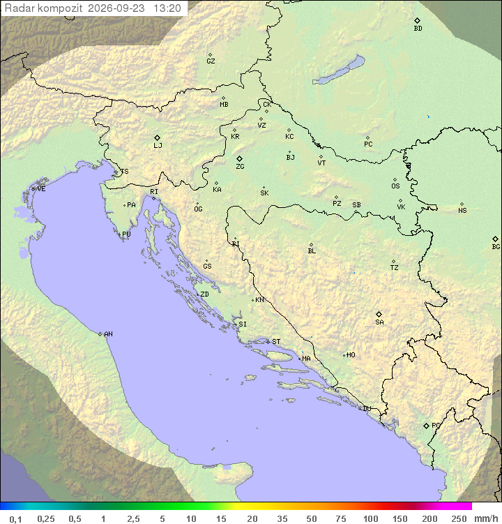 Zadnja dostupna kompozitna radarska slika Pregrade